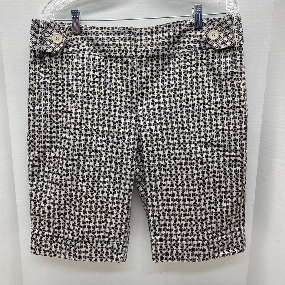 Bamboo Traders Womens Black & Cream Patterned Shorts Size 14 Bermuda Length